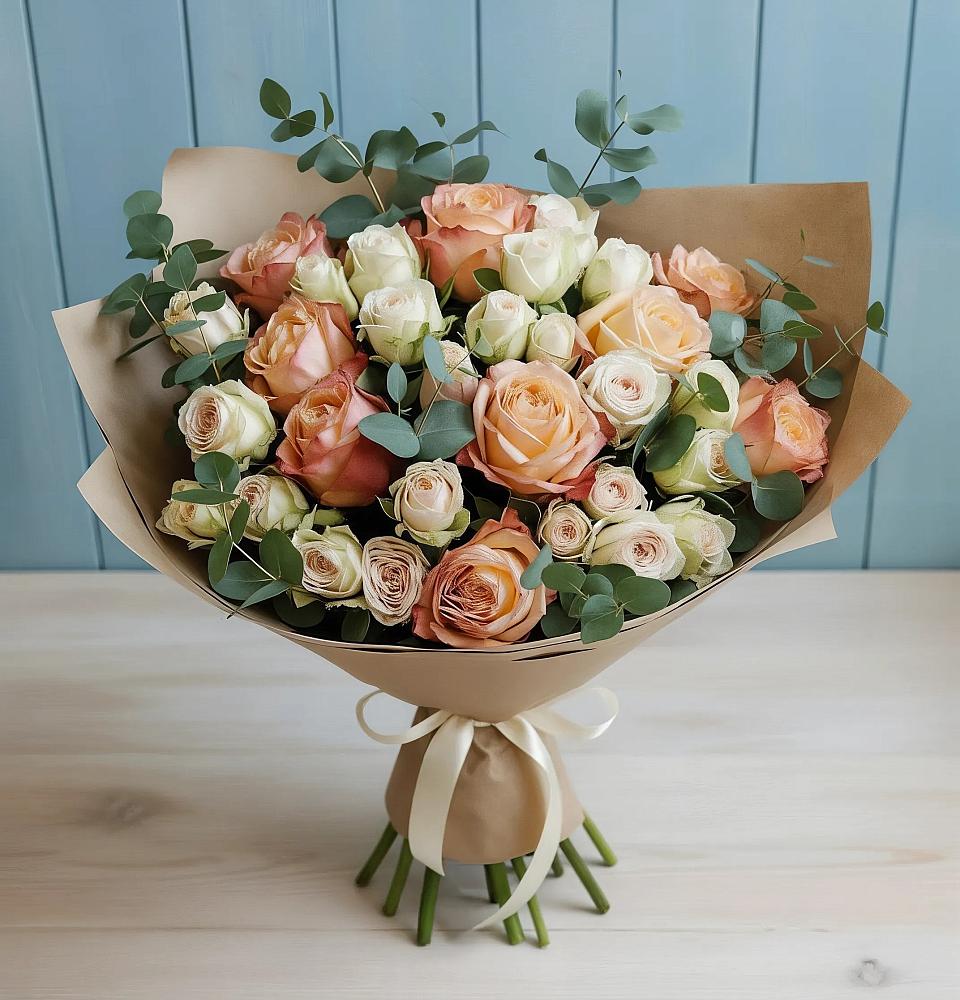 Букет цветов из: Альстромерии и Розы в Новом Кяхулае