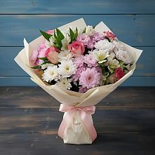 Букет цветов из:  Хризантемы, Альстромерии и Розы в Новом Кяхулае