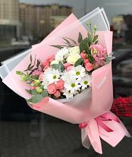 Букет цветов из:  Розы, Лизиантусы и Хризантемы в Новом Кяхулае