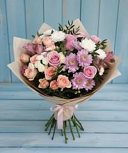 Букет цветов из:  Хризантемы, Розы и Альстромерии в Новом Кяхулае