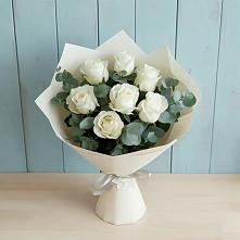 Букет Белые розы в Эвкалипте #REPLACE_PRED# Новом Кяхулае